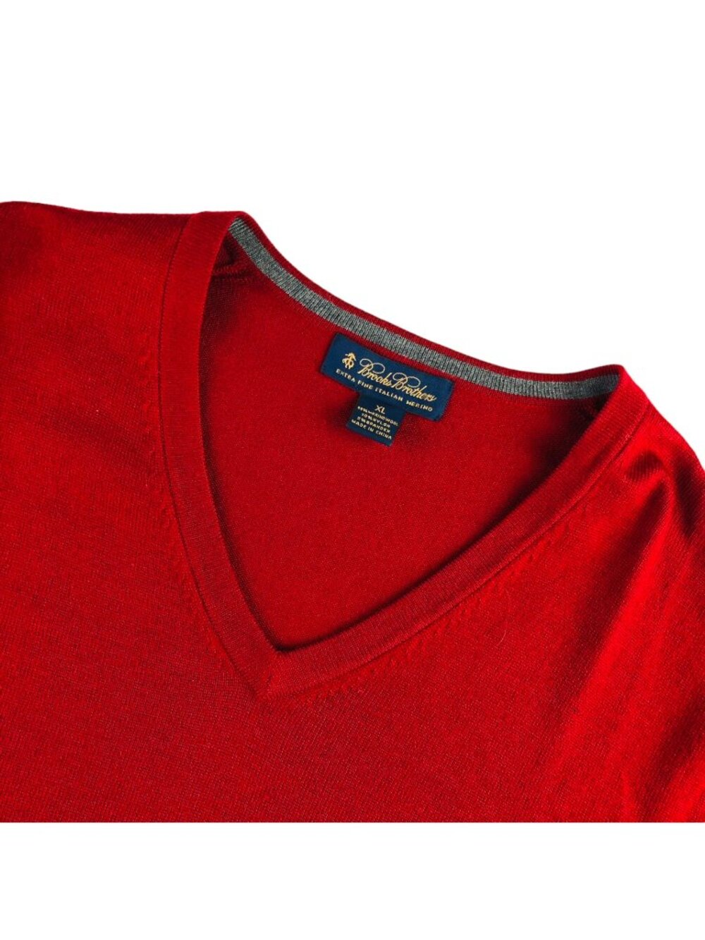 Brooks Brothers Men's Wool/Nylon Stretch V-Neck Sweater Red • XL